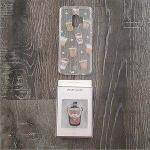 New Velvet Caviar Galaxy S9 Phone Case and Ring Stand with Coffee Drink Design